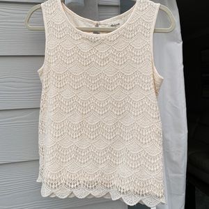 Madewell cream lace tank size small